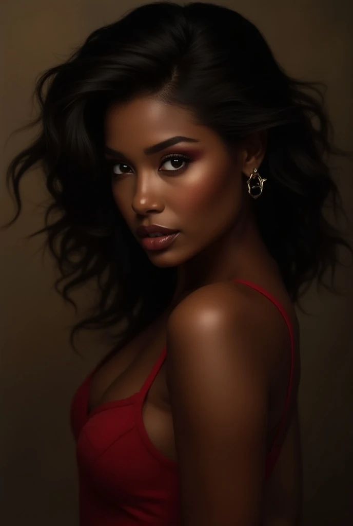 Gorgeous African woman with straight hair and giant breasts, realistic, Seed 1302641530