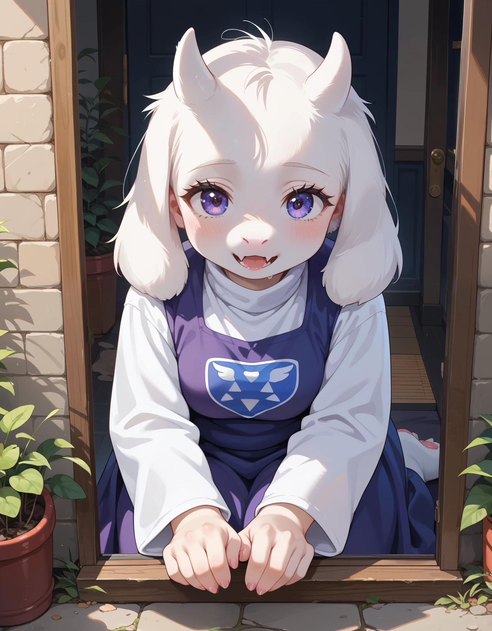 score_9, score_8_up, score_7_up, source_furry,,  furry, fur whiter, 2D, BREAK, 1girl, solo, Toriel, young