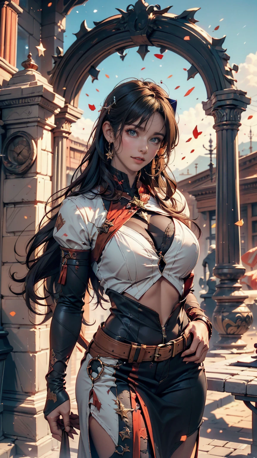 (Highest quality), Dark fantasy, Big sword, Magical girl, Gothic, Twin tails, Realistic, Super detailed, High resolution, anime,  