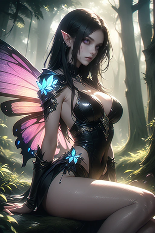 SEX、A sexy、((​masterpiece))、kawaii、A slight smil、Nipple Exposed、seductive succubus、Fantastic beauty、(fantasy illustrations:1.3)、Delicate wings、Fantastic night sky、(Detailed dense forest:1.3)、(hight resolution:1.2)