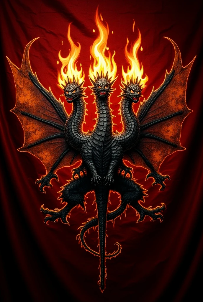 Three dragons. Open wings. Vector design