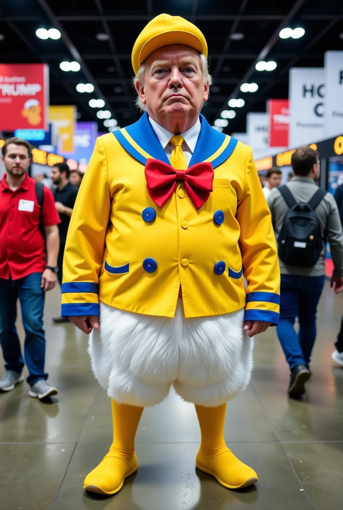 Donald Trump wearing Donald Duck clothes at a cosplay event