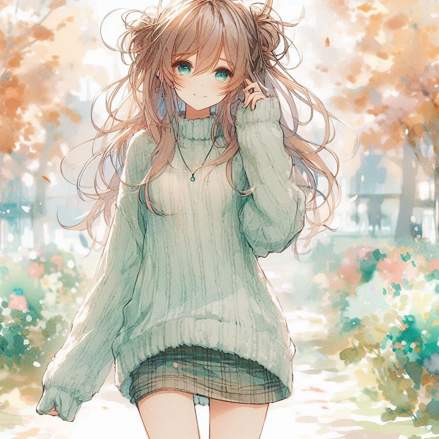  anime girl with long hair walking in a park with trees, cute  anime girl, beautiful  anime girl, pretty  anime girl,  anime girl with long hair, anime visual of a cute girl, 🍂 cute,  anime girl, ( anime girl), 🍁 cute,  more beautiful than Kira art style,  more beautiful than Kira style,  more beautiful than Kira,  more beautiful than Kira artwork,  soft anime illustration , Anime Wallpaper