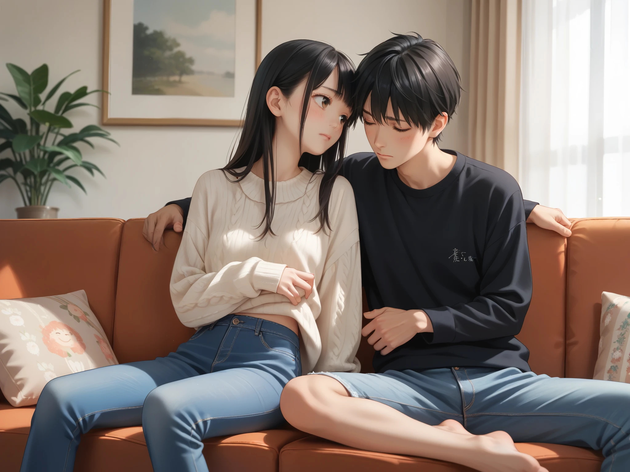 a girl and a boy in 69 position
