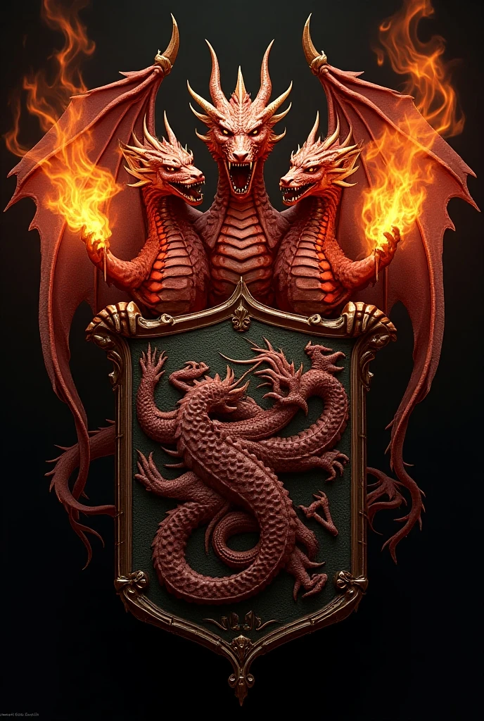 Team shield with the name LEVERKUSEN in black and bronze and two dragons inside