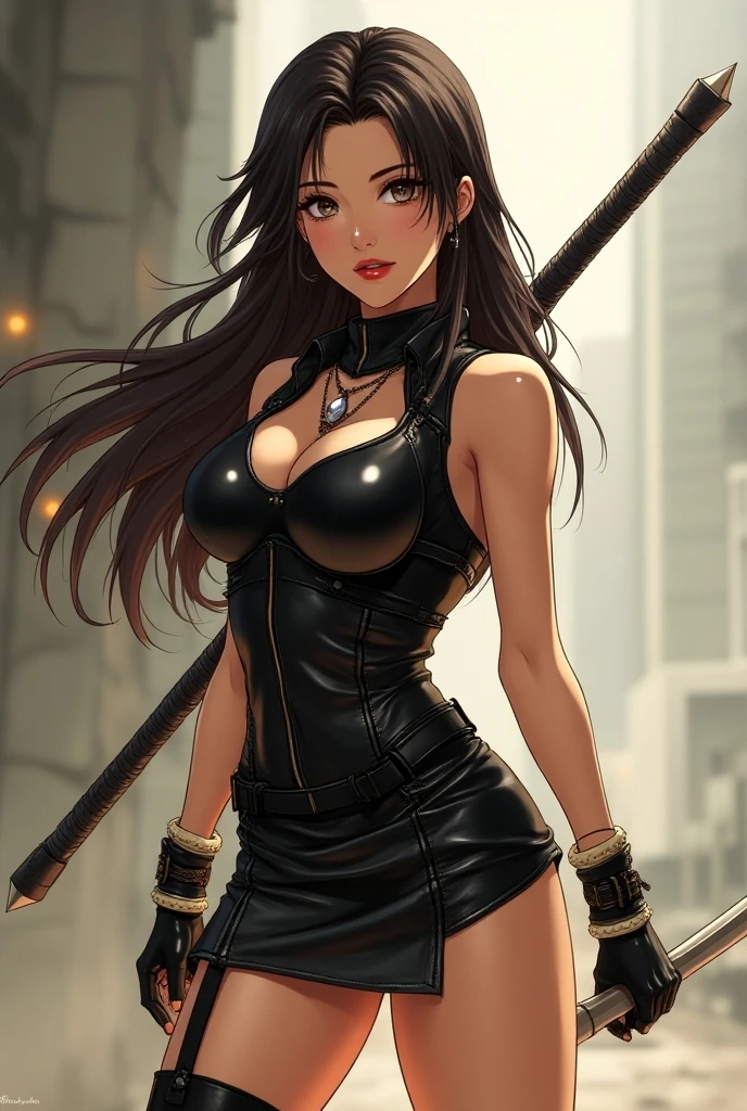 8k,Sister of Wrath,so beautiful(Like the real thing),My sister is cool and short with very big breasts.,Toned, muscular body,sexy,clear narrow eyes,black eye,coolな笑顔,Black long perm,Blue military jacket,Black Shirt,Black combat pants,short,cool,Compensate,Ultra-Realistic Skin,compensate,masterpiece,Photorealistic RAW photos of the highest quality。Bright colors,Rich colors, Backlight, Cinema Lighting, Film Grain, to be born, 50mm lens, Nikon D850,Detailed character art,Fantasy art,Ultra-high resolution,Ultra-Realistic Skin,Perfect hand shape,In front of the abandoned temple,Beautiful expression,close,Sharp Eye,Very large breasts,sexyな胸元,Accentuate your cleavage,Makeup,A dynamic fighting pose,Angry expression,Karate stance,Martial Arts,