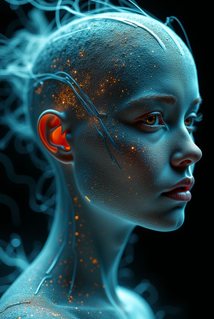 double exposure photorealiistic images merged of an AI face girl(matrix face shape)and mimicks face girl(chameleon shape)seamless mix images with highly detailed, dramatic light exposure, intricate, looking at the viewer