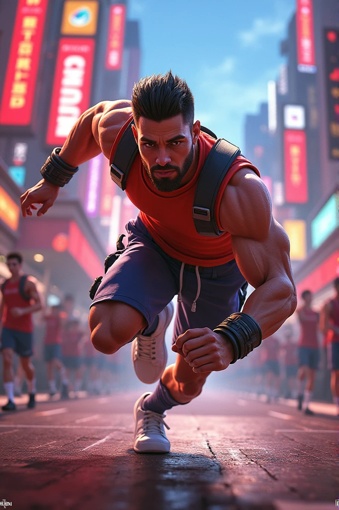 (masterpiece, Best image quality),One boy, Hero in a white and red suit, (Dynamic pose | Element Surround:1.2), Low angle view, Very detailed, Ruins of the battle, intense, shock wave, Outdoor, Battlefield Background,Guardian of the City,Sporty hero,basketball