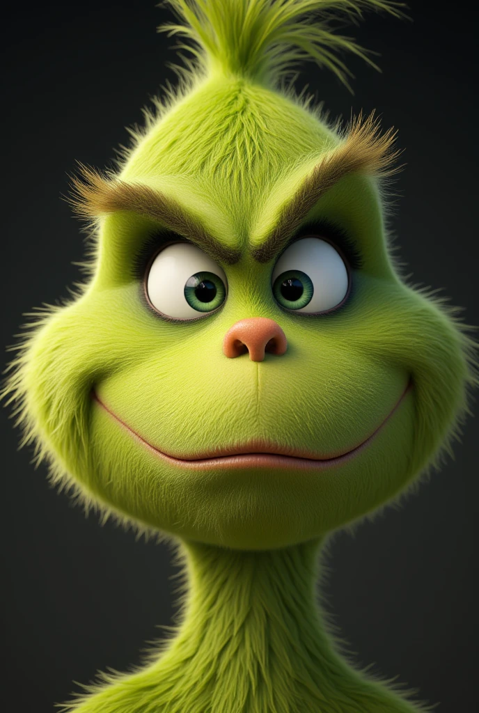 close-up of a cartoon character,  concept art from Android Jones , shutterstock,  Digital art , Mr Grinch, the Гринч,  super realistic grainy, DeviantArt Artstation CGScosiety, Pixar portrait 8 k photo,  grainy coloring , smiles :4, Pixar cute character design,  Anato Finnstark . Pixar