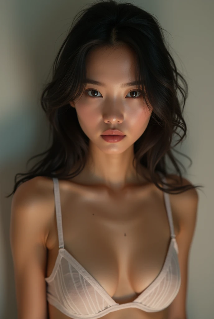 Body portrait, 8k, Thin and beautiful eyes, Dindal effect, masterpiece, top quality, high quality, high resolution, very detailed photos, (natural skin texture, good skin, hyperrealism, super clarity), high detail skin, (Very good, good skin texture, intricate details, beautiful face, (realistic face), realistic eyes, beautiful and delicate eyes, realistic skin, beautiful skin, surreal, The Golden Ratio in great detail, smiling eyes, ((night moonlight background) )), Body portrait, g-cup, big bust, huge breasts, big bust, attractive, sexy knit dress, I can see a lot of breasts. 