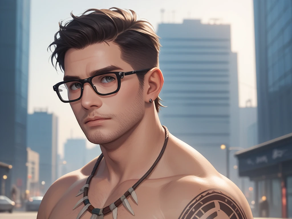(absurd, super-resolution, masterpiece, best quality, finely detailed, absurd: 1.2), 1male, 40 years old male,short hair black, muscular, athletic, big body, handsome man, attractive man, white shirt,necklace, smile, necklace, glasses, short hair, tattoo, realistic, hyper realistic, super detail, detailed texture of clothing, detailed body shape, detailed skin texture, detailed background, detailed face --auto --s2