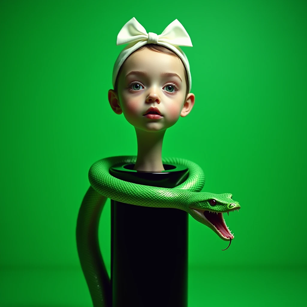 A woman with frogs in mouth 
