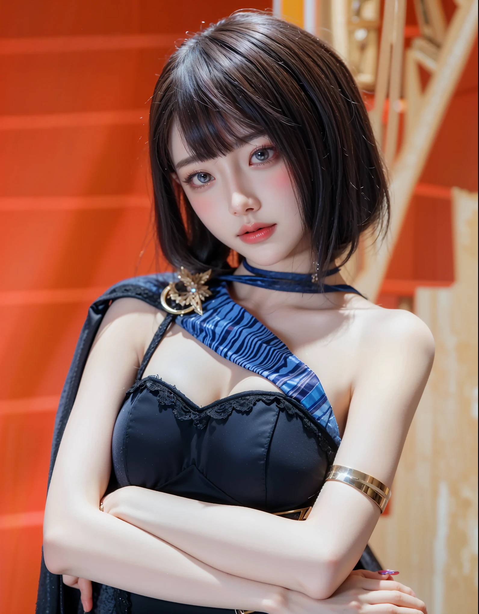 (An 18-year-old black gal perfect for friendship)(Bright colors:1.3)、(Very detailed ((Blue Diamond)) Earrings:1.4)、RAW Photos、Genuine:1.6、quality:1.5、8k、masterpiece:1.3、Ultra-high resolution:1.0、Sharp focus:1.2、、(:1.5)、Beautiful woman with perfect style、Very detailedな顔と肌の質感、Beautiful Eyes、double eyelid、(Black gal makeup:1.2)、Perfect facial balance、(smile:1.1)、((Silver short hair:1.2)、Beautiful studio soft light、Rim Light、Sharp details、Surreal、Octane Rendering、Fine and beautiful skin、Genuine skin、(Looking at the audience)、(((Sexy Sailor Suit)))、