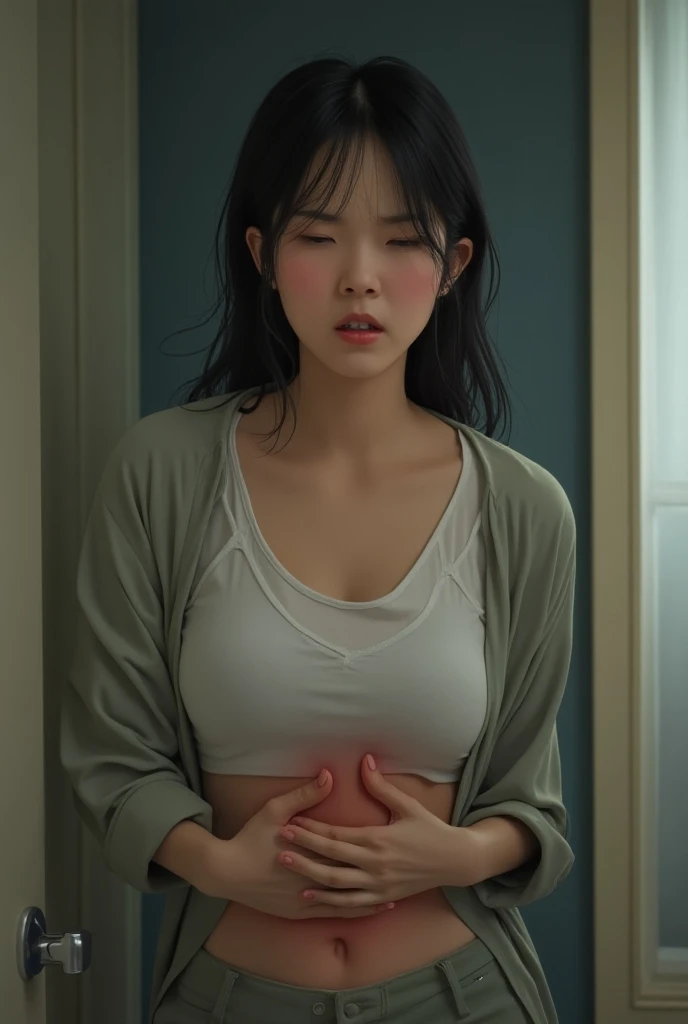 (Menstrual pain:0.8) , ful dressed
