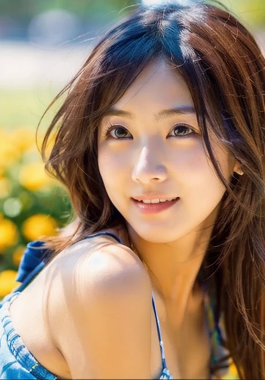 (top-quality、8K、32K、masuter piece、nffsw:1.2)、(((fully body photo))), (((Incredibly cute))), Sexy pose with legs spread on beach floor, tall, slender, pumps, ((Fuji Film)), Very bright scene, (((A smile))), Large, ((Patchy eyes)), extremely bright backlight, Solo, {Beautiful and detailed eyes} Big breasts, Beautiful and detailed body, Long hair, Bright sunshine, Natural and soft light, Hair fluttering in the wind, Delicate features, nffsw_nffsw, White swimwear, Dull bangs, Beautiful japanese girl, With a smile in your eyes, Small earrings, masutepiece, Highest Quality, Realistic, Original photo, 1 girl, Big hips, Fine skin, Koyongjeong, Detailed face, Real Hand, Detailed eyes, strong breeze, wind blown hair, Maldives Coast