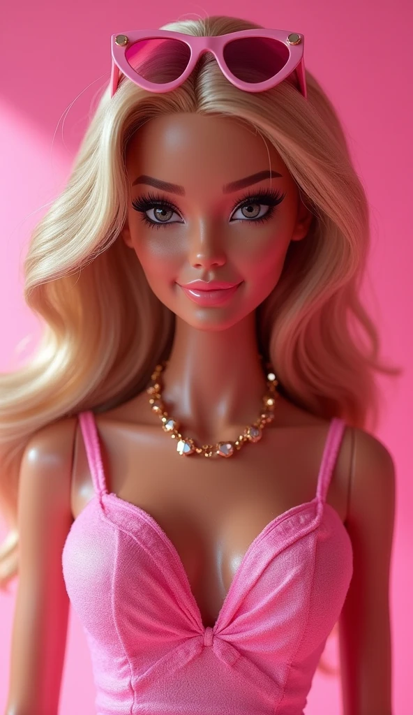 Malay girl, modern plain hijab, shy, medium portrait, watery eyes, pink glowing particles, wearing Red bra and panties covering the entire chest, as like Barbie style, inbox doll play set, doll inbox at table background, full body view, well-proportioned body,