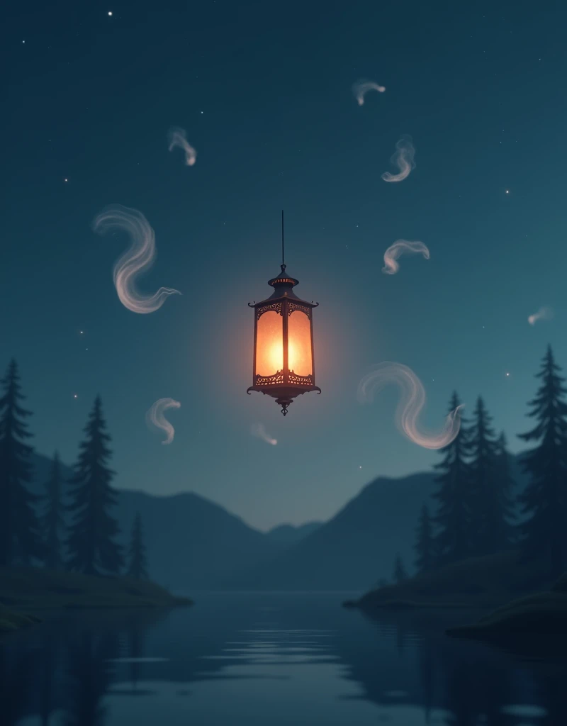 Realistic, the theme is "Floating Lanterns", a lantern floating in the night sky, the souls of the dead floating along with the lantern, a scene that makes people feel nostalgic and sad, sophisticated design, advanced lighting technology, live-action photos 8K quality