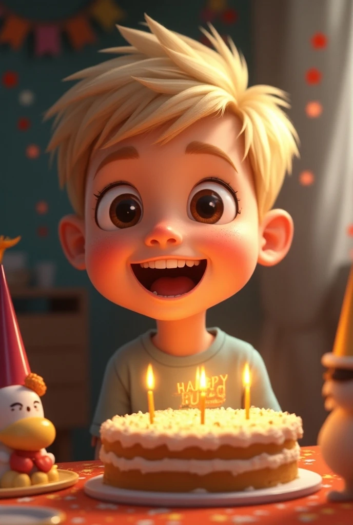 Image of a dark-blond with brown eyes and big cheeks celebrating his 3rd birthday
Add Happy Birthday Lucas