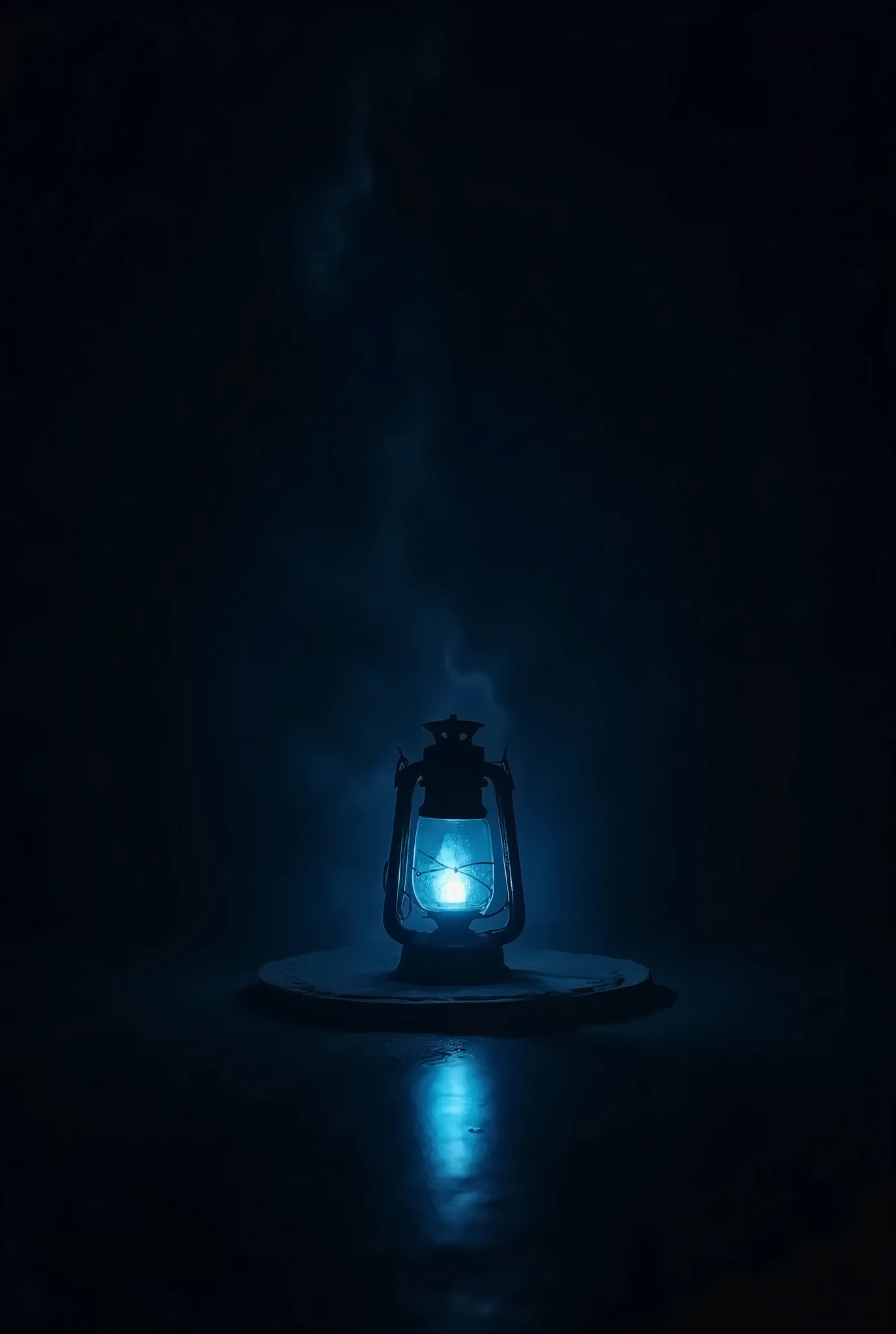 (masterpiece,  high quality,  Hi-Res,  Golden Ratio , 8k, Close-up),  (monochrome photo), A lantern that rises in jet black darkness , (((A monochrome world where only the blue flame that shines beautifully is colored))), Dark Tone