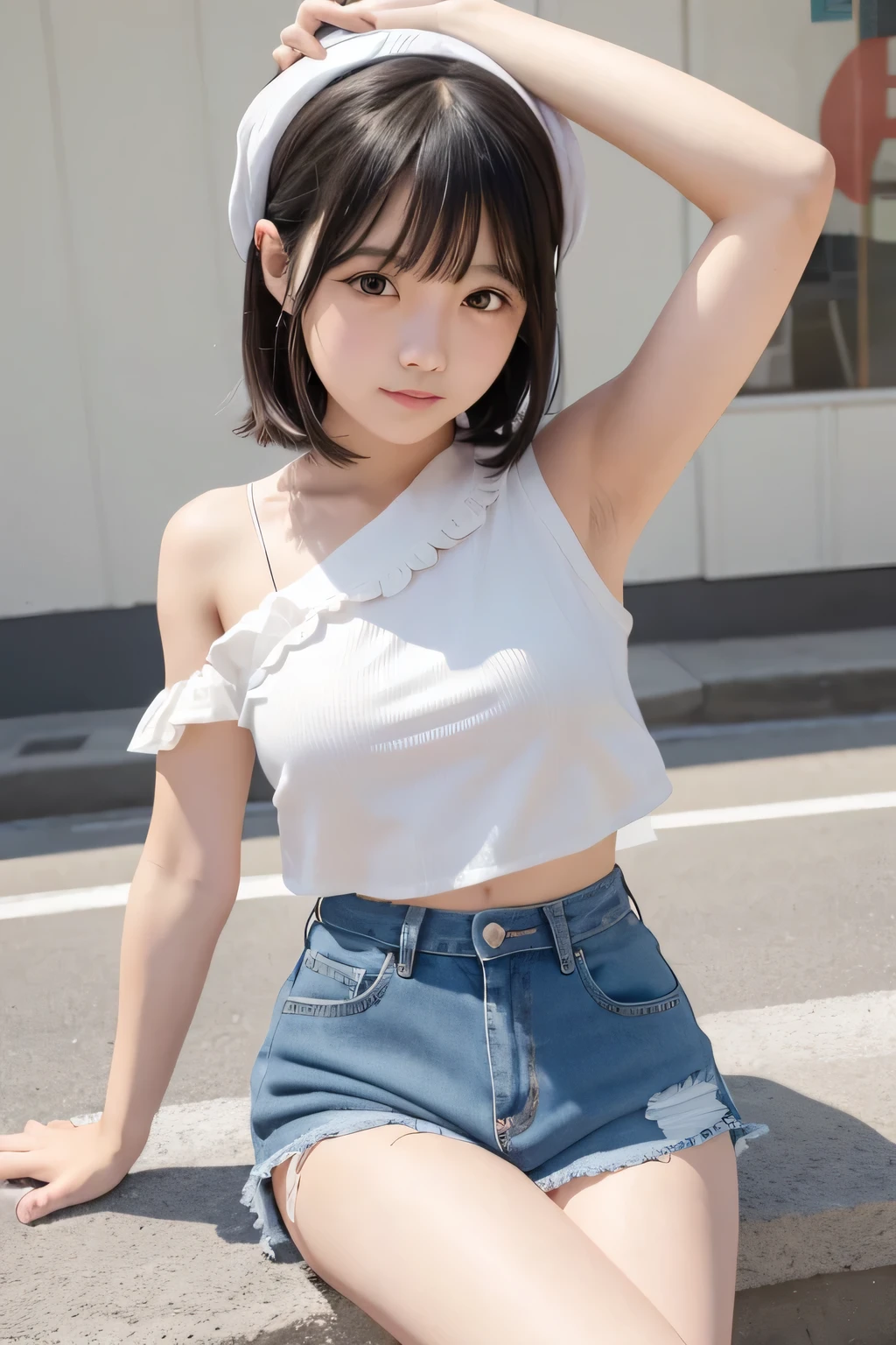 mix4, 20 days, Solo, Long_Hair, Nanase Nishino,plumw, Haruka Kaki, park, bench, Seated, (8K, RAW photography, Best quality, Masterpiece:1.2), (Realistic, Photorealistic: 1.37), Professional lighting, photon maping, Radio City, physically-based renderingt