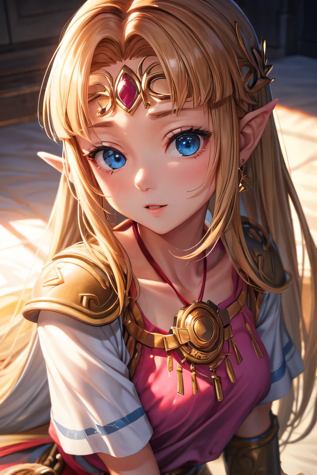 (8k, raw photo, masterpiece, extremely detailed, best quality, professional lighting, high res), BREAK beautiful and adorable girl, zelda-albw