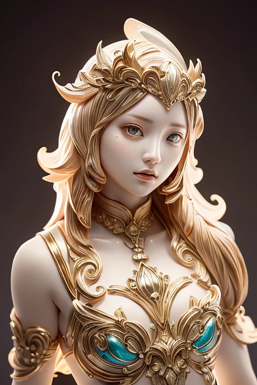 A beautiful girl figure, with a lot of details, plastic materials, 3D effects, complex details, full light rendering, elegant color matching, centered --auto --s2