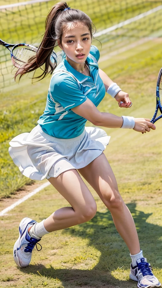 japanese extra cute lady is play tennis on the tenniscoat,RAW photo,women's athletics wear,best quality,realistic, photo-realistic, best quality ,masterpiece,an extremely delicate and beautiful, extremely detailed,2k wallpaper, Amazing, finely detail, 8k wallpaper,huge filesize , ultra-detailed, highres, extremely detailed,realistic, 8K, Ultra-High Definition, highest quality, ultra high resolution, (realistic:1.4), High quality texture