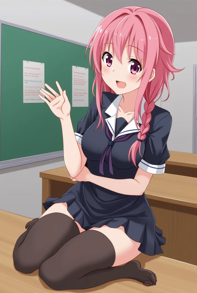 (2 girls) ,(old high quality) ,(Yukinoshita Yukino ,blue eyes), (Yuigahama Yui , brown eyes,big breasts),classroom ,machine,Chair,open your mouth,,glare, troubled face,(low position),(Seen from below),school uniform,(check skirt),nsfw,sit,thighs,knee,(white panties),(pink panties),