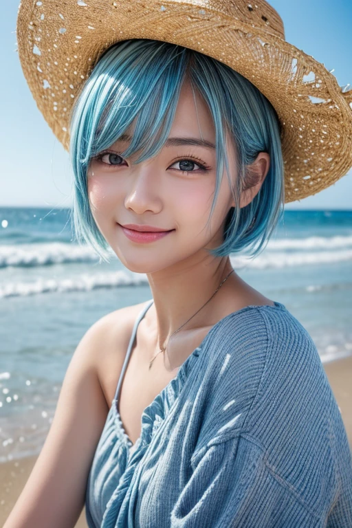 8K, (Surrealistic: 1.35), (realistic: 1.4), 1 Beautiful Japan Girls, smile, One, light makeup, masterpiece, excellent quality, high quality, (((green-gray hair)))、puberty, (((super micro bikini)))、 ((perfect body)), ((best image quality)), ((time)), ((very delicate and beautiful)), ((Very shallow depth of field)), nffsw, ((incredibly shallow depth of field. familiar with)), (((very delicate and beautiful))), (((Very shallow depth of field))), nffsw, (((incredibly absurd))), (((perfect body))), (((dyes hair blonde )))), (((long hair)))), (((Camera Eye))), (((small))), (((幸せな最高のsmile))), poor, Own + background, dynamic angle, female focus, {particles of light}, detailed background, ((paul hedley)), soft lighting, (dramatic) sunset), sunset, very beautiful sunset, live action, realistic, top angle, かわいいsmile, (background blur), 18-year-old, skinny, ((Wind)), ((movement ))), ((emotion)), ((colorful)), ((baby face)), ((beautiful teeth)), Withering, ocean background、