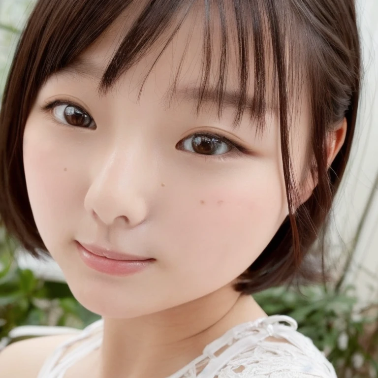 (Best Quality:1.5),  one woman, 21 years old、Alone, short hair, Round face, Japanese, big eyes、Small mouth