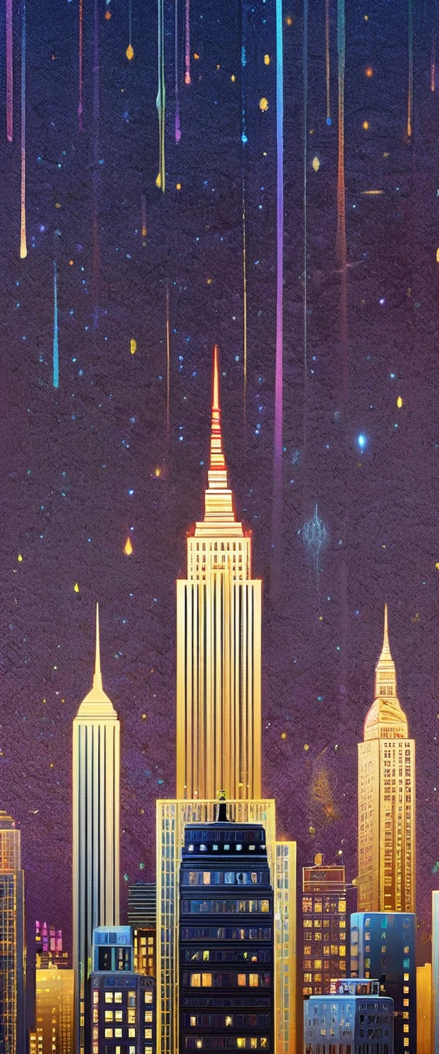 (masterpiece, Best Quality,  very detailed, 8k wallpaper),  skyscrapers ,night, iridescent , sharp、Straight、reflection、shape