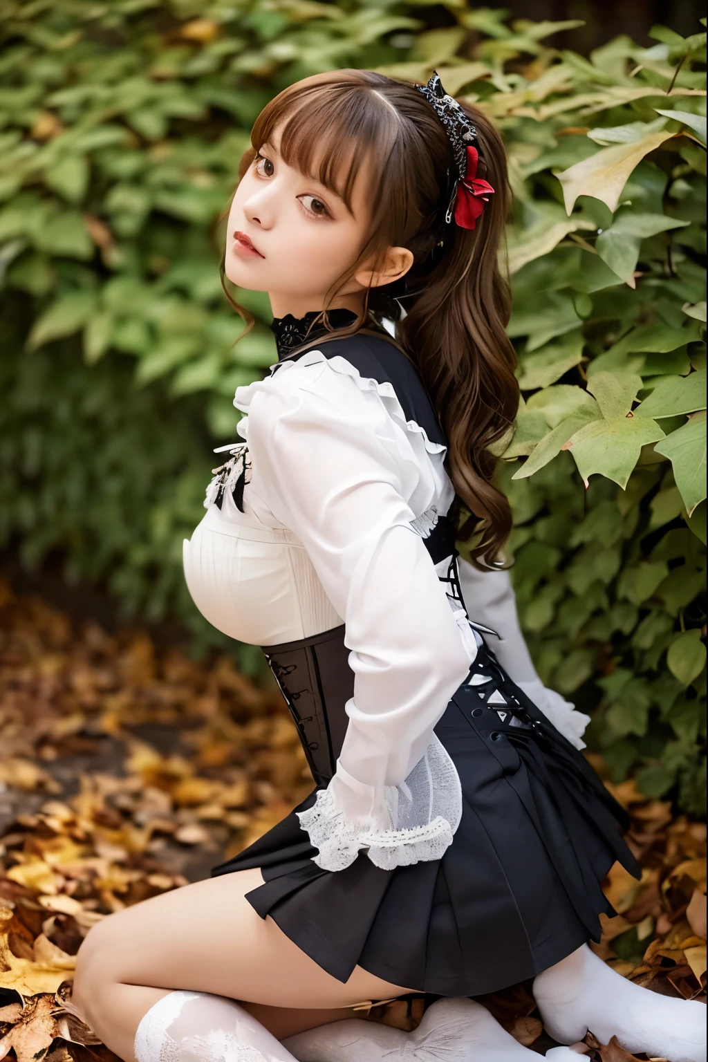 Two college girls、blouse that clings to the skin、transparent blouse、big breasts、アニメbig breasts、underboob、underboob:1.9、obscenely large breasts、Voluminous bun-shaped twin tails、smile、white fishnet tights、full body shot、focus on crotch、show off panties、show off your panties、angle from below、Angle to see the face from directly below、Seductive panties with detailed decoration、put your hands behind your head、bold spread legs、beautiful eyes、long eyelashes、walk through the rose garden、fluttering in the wind、three maidens:1.9