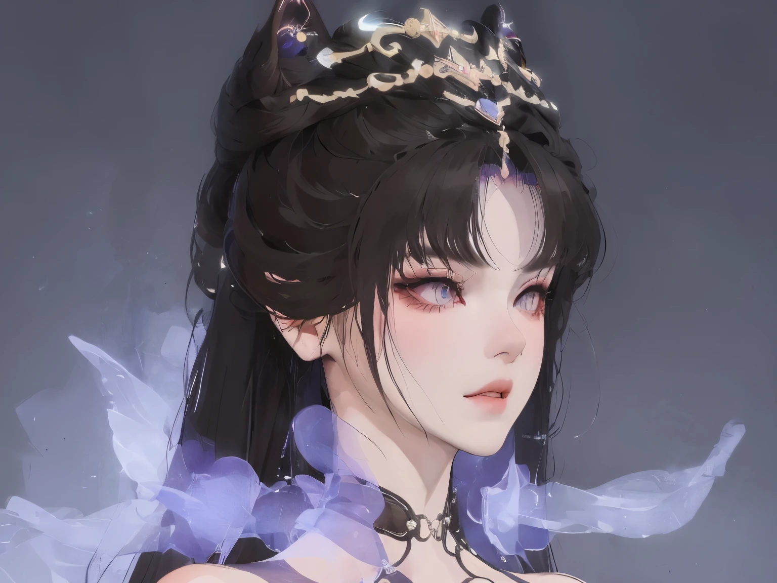 numbers, illustrations in high resolution , beautiful eyes , light is very delicate , delicate glow , very beautiful 8KCG wallpaper , lavender eyes , pink students , in the dark Bake something extra 。 ชุด CG 2 ชุดที่มี Detailsอย่างมาก,8k wallpaper, numbers,daytime,Beautiful and delicate water, black and long hair ,เด็กหญิงที่มี Detailsที่ดี, Sir Ford ,Look straight ahead.,eyeballs,Hair flower, close-up shots 3 . long flowing black hair ,Gentle eyes, pure libido korean cartoon image,Beautiful woman , Ambient Lighting ,Lens, Details, measurements,Number of works ,Epic,The proportions are correct., comes with soft fox ears
