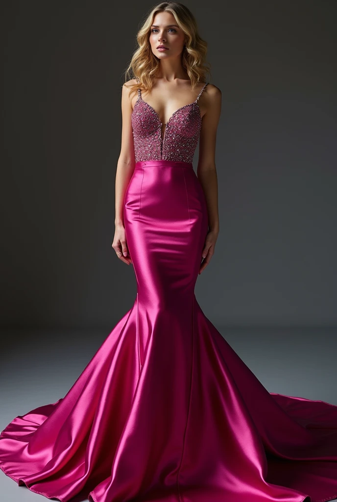 Mermaid fuschia pageant gown sketch