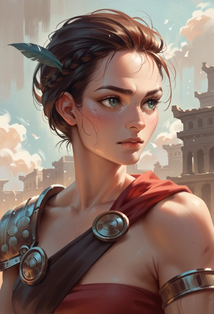 Artwork of a female gladiator 