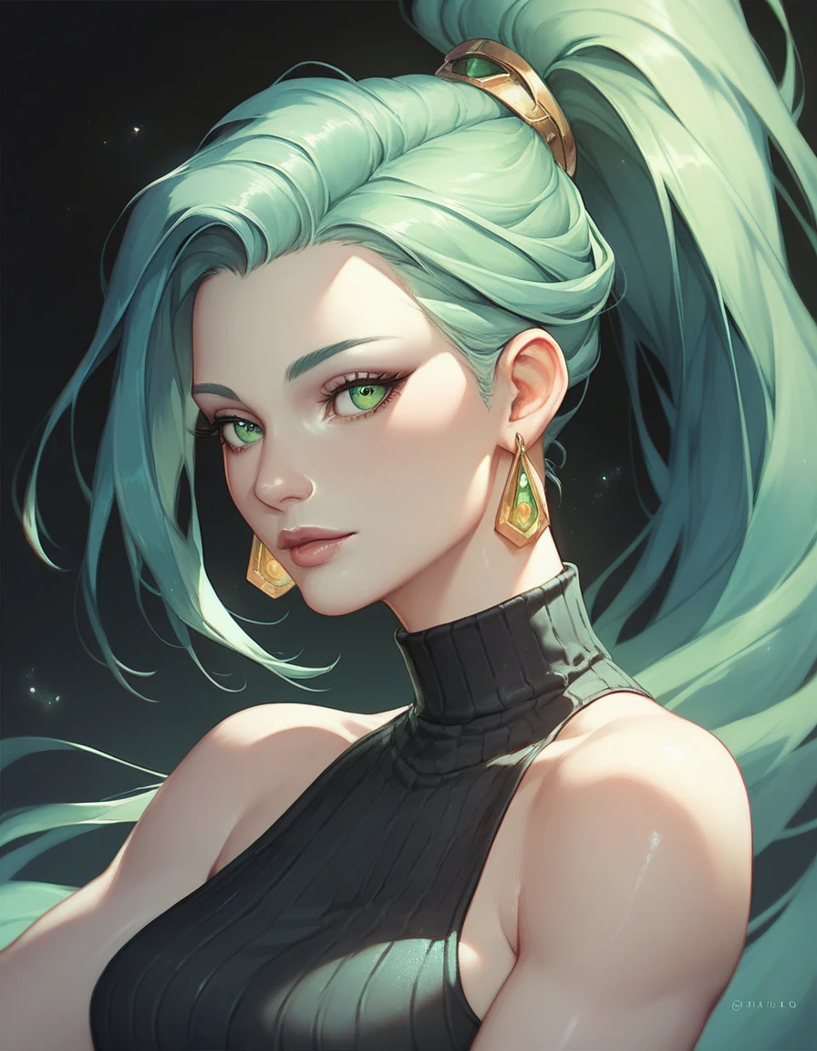 1girl, lime green hair, green eyes, gorgeous, portrait, beautiful, avatar, icon, 4k, highly detailed