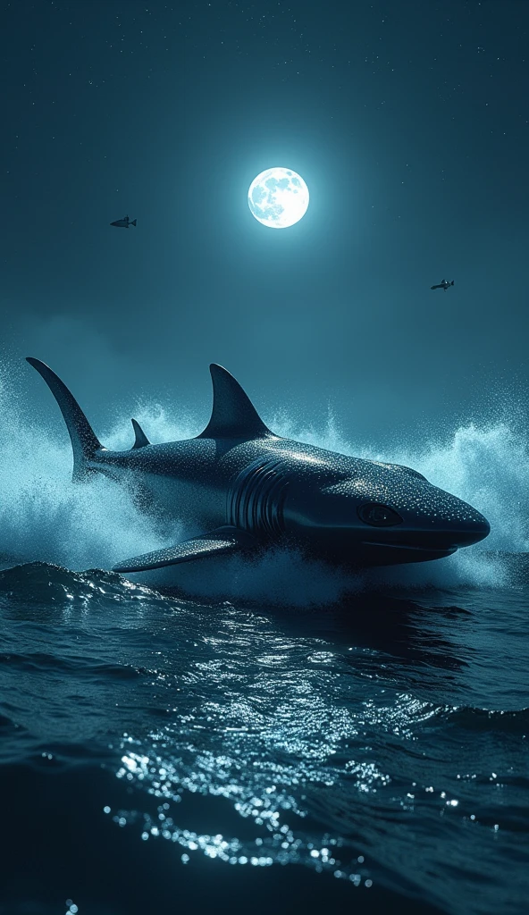 absolutely resolution,masutepiece,Best Quality,Extreme details, Ultra-detailed,Think of a black shark swimming in space,,photograph,Realistic,digital,AI, Looking At Other,Hypnotized, Hypnosis with blank eyes,blank eye,Empty eyes