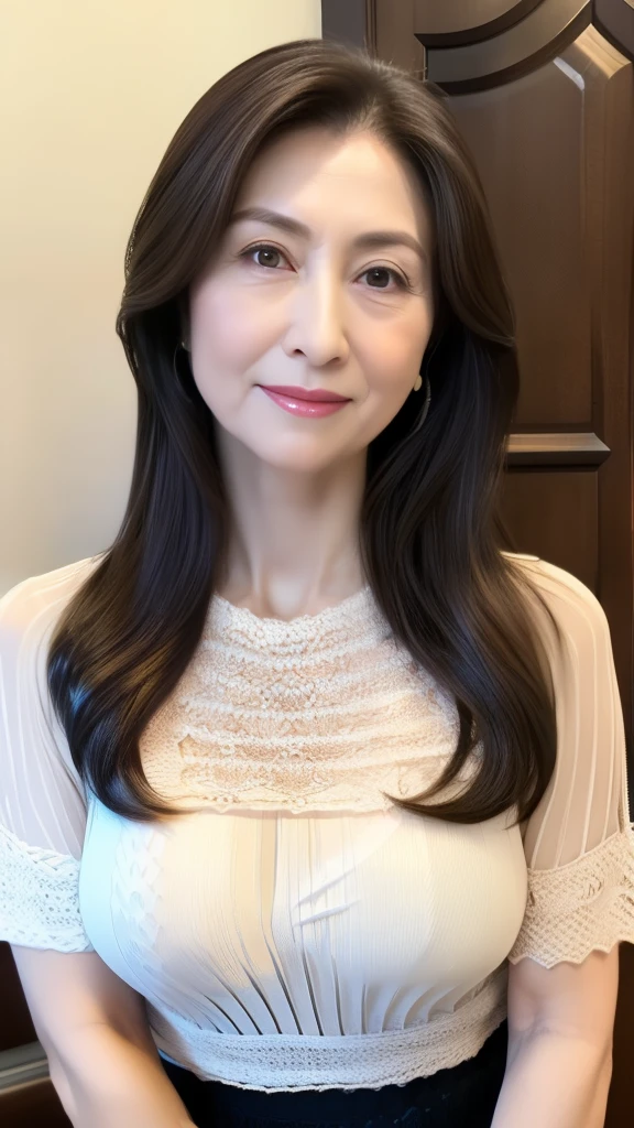    High image quality, High image quality,  attention to detail   , masterpiece,(An aging body:1.2),    anatomically accurate body that brings the breast to the center , sharp, (( Japanese)),(80 years old:1.5),(( Wrinkles on the outer corner of the eye)), Dark brown hair  ,(Long Hair:1.1), bangs,(((  sitting ))),  Standing in the Center of the Screen ,Looking at the photographer,(sheer knitted blouse :1.4),(  Tight Skirt :1.2),(  head to thigh  :1.1),In the bedroom,( No Emotion:1.4),(old woman:1.4),Ordinary housewife:1.3,Thin face,sharpcontour