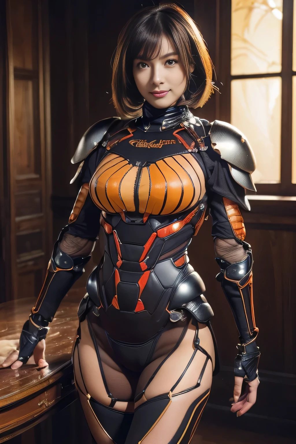 (high resolution,masterpiece,best quality,extremely detailed CG, anime, official art:1.4), realistic, photo, amazing fine details, all intricate, gloss and shiny,awesome many layers, 8k wall paper, 3d, sketch, kawaii, illustration,( solo:1.4), perfect female proportion,villainess, (fusion of dark brown cockroach and lady:1.4), (brown cockroach form lady:1.2), (brown cockroach lady:1.2), (fusion:1.2), (solo:1.4), (evil smile:1.2), muscular, abs, (cockroach brown exoskeleton bio insect suit:1.4), (cockroach brown exoskeleton bio insect armor:1.2), (brown transparency cockroach wing:1.4), (brown cockroach antennae:1.3),