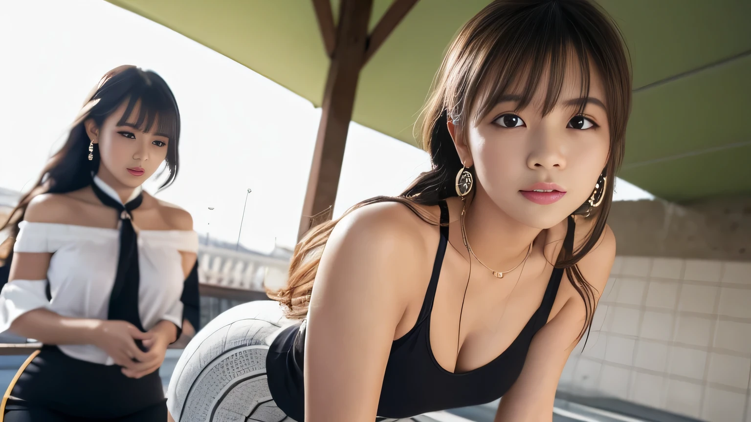 anime girl with a baseball cap on riding a bike, tifa lockhart, tifa, chun li at the gym, biomechanical oppai, seductive anime girl, from yowamushi pedal, kantai collection style, tifa lockheart, rings asuka iwakura station game, seductive tifa lockhart portrait, ikki tousen