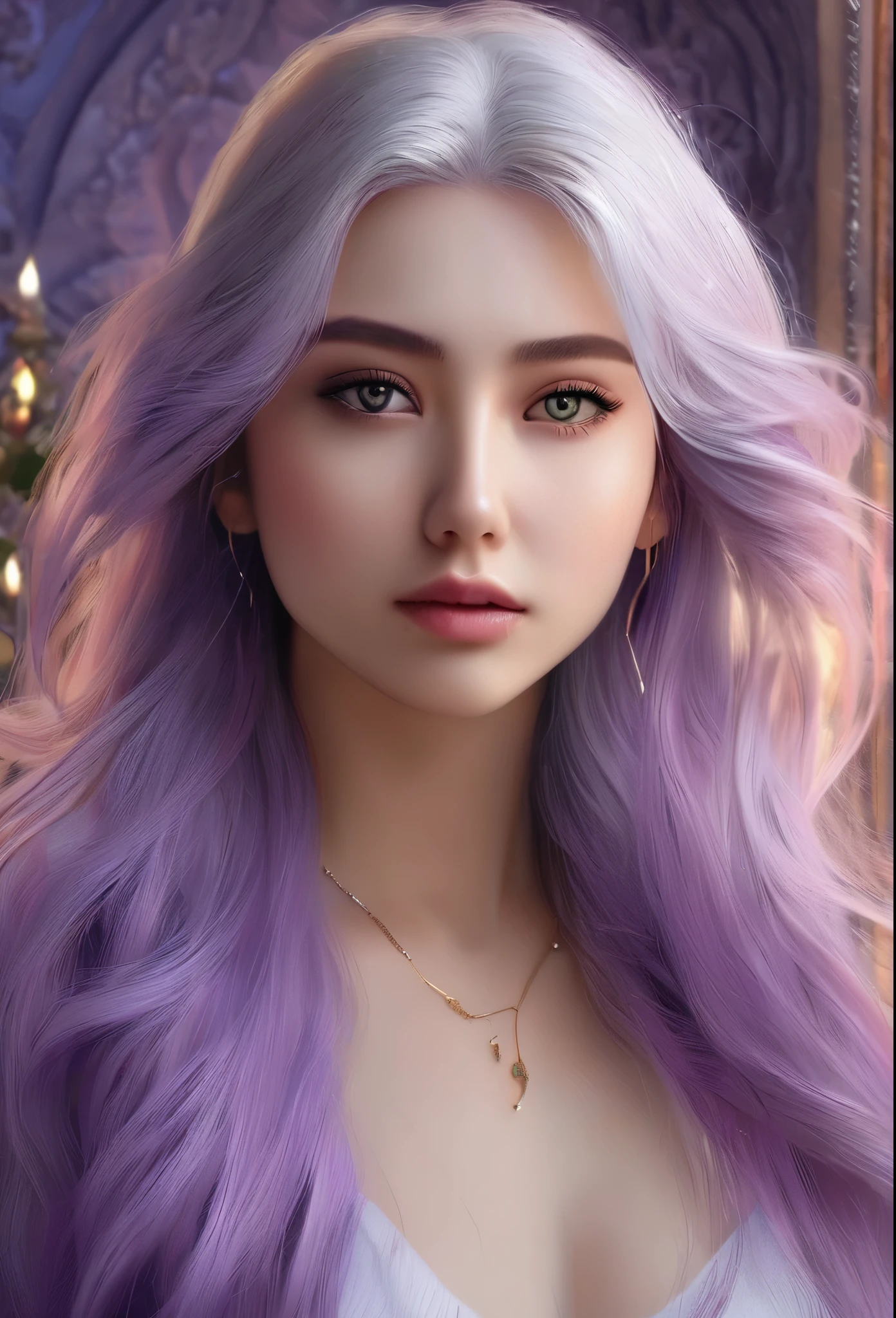  (hyperrealistic), (illustration), (high resolution), (8K), (extremely detailed), (best illustration), (beautiful detailed eyes), (best quality), (ultra-detailed), (masterpiece), (wallpaper), (photorealistic), (natural light), (detailed face), (high detailed realistic skin texture), (anatomically correct), (solo), (1 girl:1.52), (high detailed realistic hair), (white hair:1.35), (heterochromic eyes), (detailed eyes), (purple eyes:1.37), (sparkling eyes), (realistic huge breasts:1.53), (slender abs), (dynamic pose), (closed tiny mouth:1.3), (concentrated expression), (upon body from head to thigh:1.51), (dimple:1.34),kneeling,perfect body,anklets,armlets,