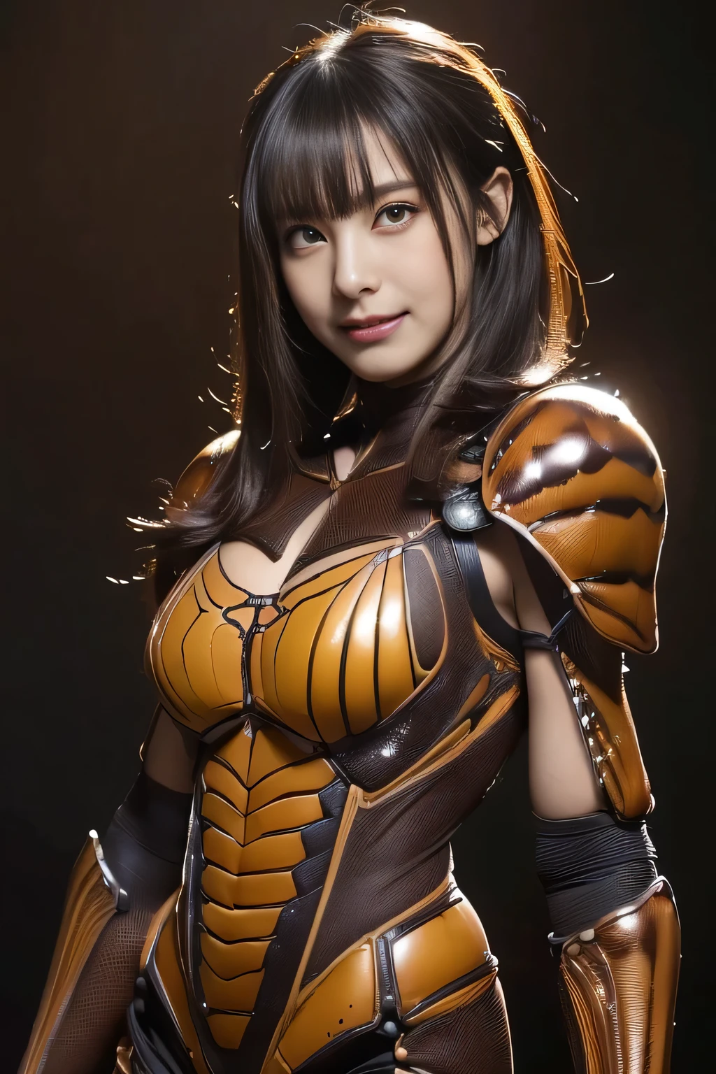 (high resolution,masterpiece,best quality,extremely detailed CG, anime, official art:1.4), realistic, photo, amazing fine details, all intricate, gloss and shiny,awesome many layers, 8k wall paper, 3d, sketch, kawaii, illustration,( solo:1.4), perfect female proportion,villainess, (fusion of dark brown cockroach and lady:1.4), (brown cockroach form lady:1.2), (brown cockroach lady:1.2), (fusion:1.2), (solo:1.4), (evil smile:1.2), muscular, abs, (cockroach brown exoskeleton bio insect suit:1.4), (cockroach brown exoskeleton bio insect armor:1.2), (brown transparency cockroach wing:1.4), (brown cockroach antennae:1.3),