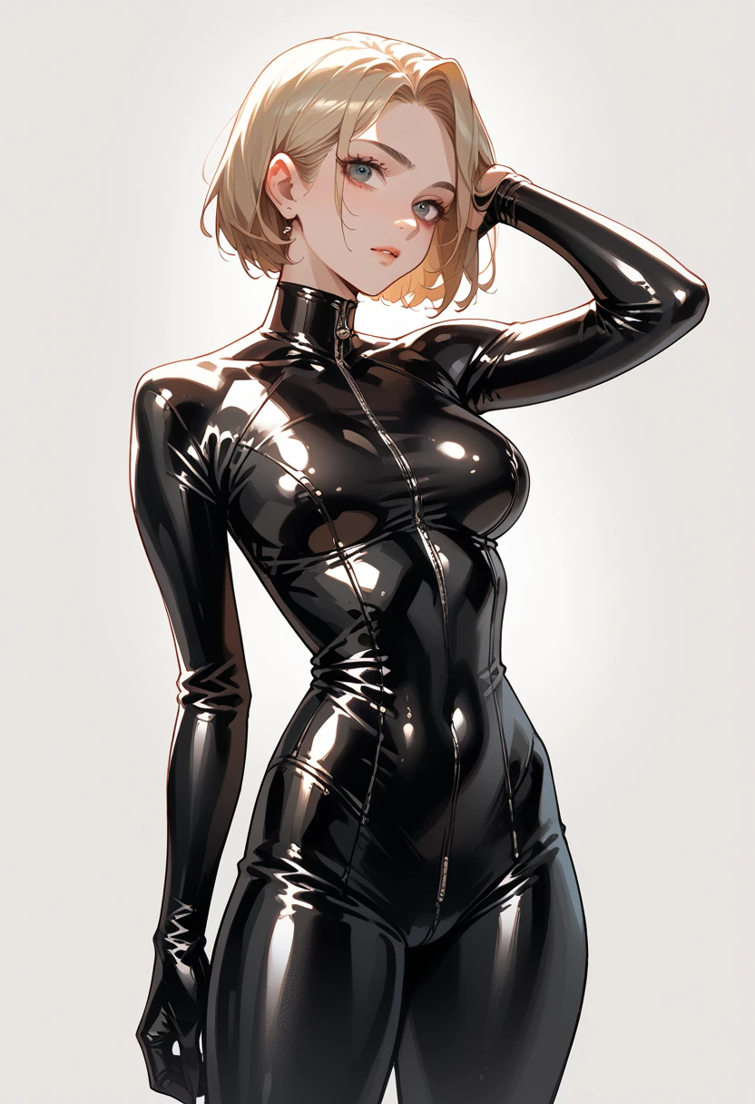 Emma Watson in a bondage suit and satin gloves、Intense glove urethra torture、With scornful eyes、