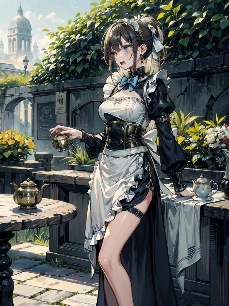 1female,Small loli,smallunderboob ,Pornographic exposure, 独奏,(Background with:bamboo forrest,lotuses,lotus flower,exteriors,) She has short black hair,bobo head,Sweat profusely,drenched all over the body,seen from the front, hair straight, mostly cloudy sky,(((tmasterpiece),(Very detailed CG unity 8K wallpaper),best qualtiy,cinmatic lighting,detailed back ground,beatiful detailed eyes,Bright pupils,Black eyes,(Very fine and beautiful),(Beautiful and detailed eye description),ultra - detailed,tmasterpiece,)),facing at camera,A high resolution,ultra - detailed),,revealing breasts,Bare genitalia, Bulge,legs are open,Raised sexy,Camel toes,Flushed complexion,Open-mouthed,frontage,White floral headband,Gold Saint Seiya,Supergirl,elementary student(Wearing:Cloak,Black transparent apron,Filigree embroidery,fullnude,Armour,with no underpants,Iron Man uniform,cyber punk style)
