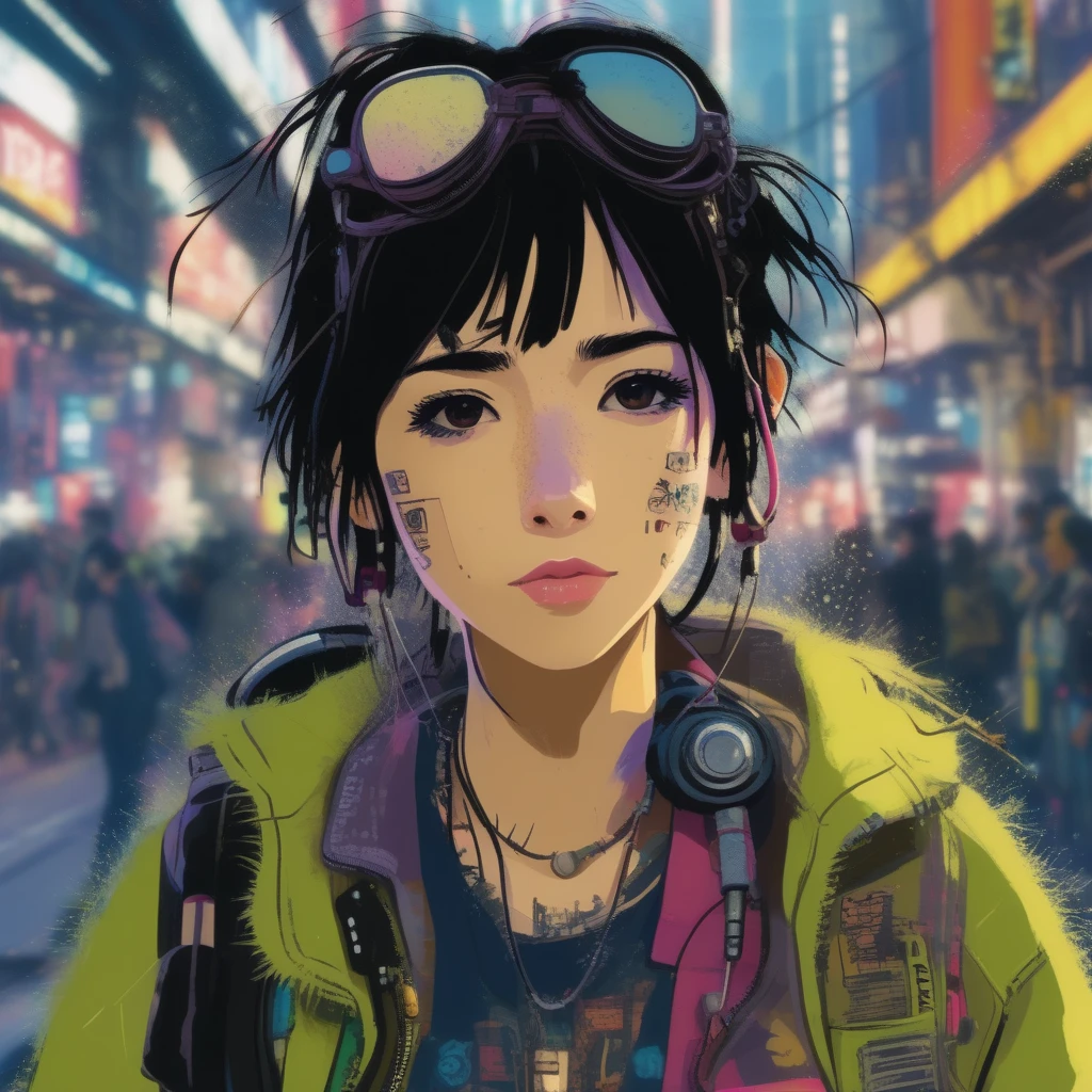  Droix 9 Punk Girl, ink, Journey、 Movie-like , Expressive, Expressiveな, Very Detailed Makoto Shinkai  