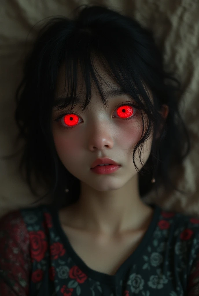 the eyes are the lamp of the body. Two pacific eyes with a little flame inside in both iris of them.A child caracter is smiling.The caracter is not a anime. Only the eyes apears