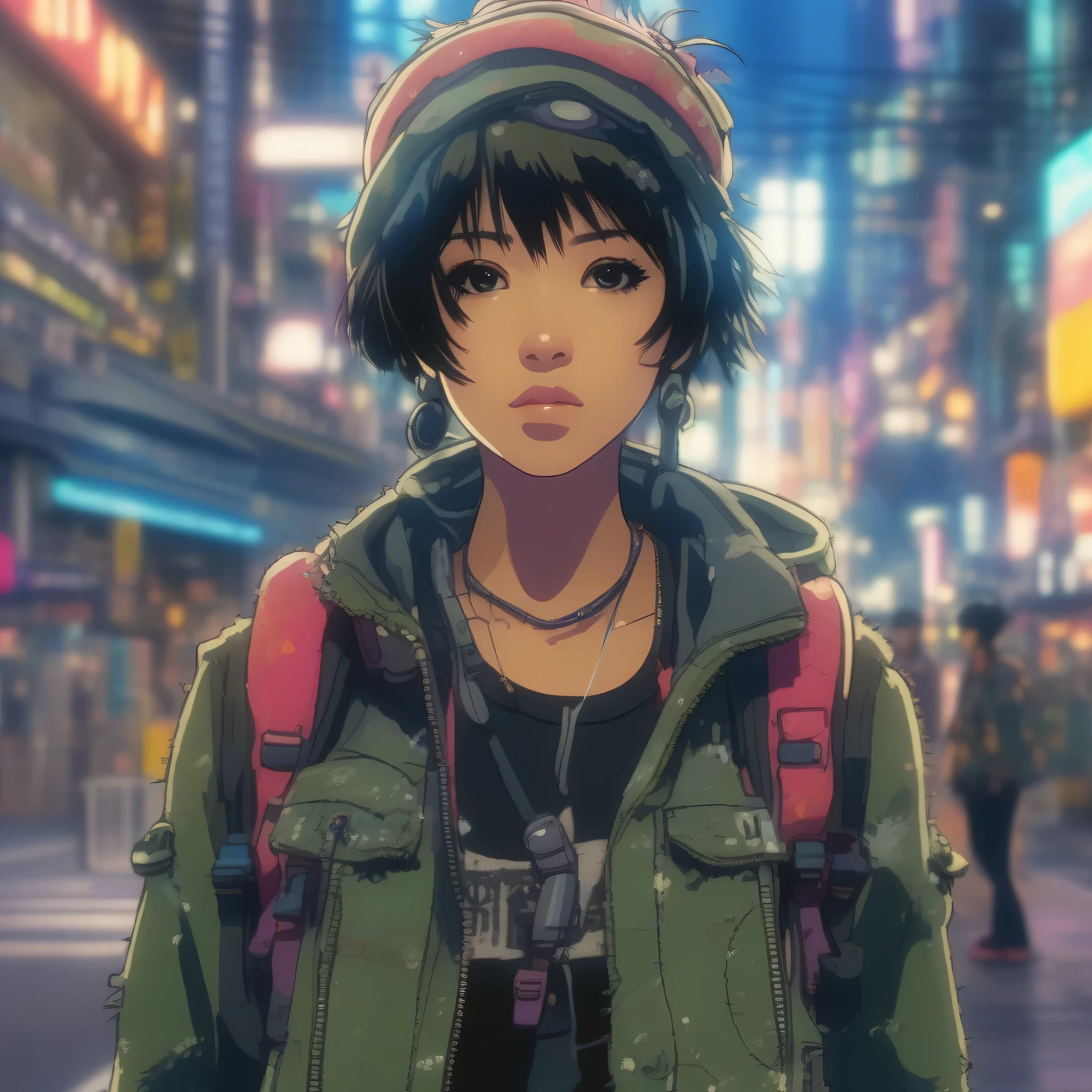  droix 9 punk girl, ink, Journey、 Movie-like , expressive,  very detailed,expressive,  very detailed　Makoto Shinkai　anime