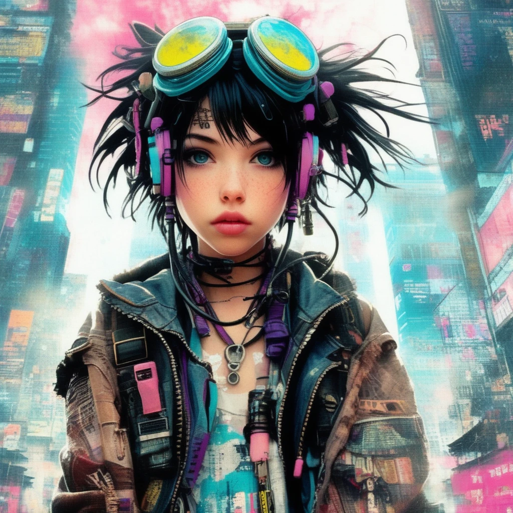  droix 9 punk girl, ink, movie, expressive,  very detailed、Makoto Shinkai、anime、Journey、null、Beauty