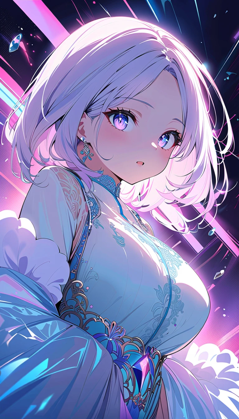 (seaside photo:1.1, in blue marine:1.5), Masterpiece, best quality, (very detailed CG unity 8k wallpaper), (best quality), High definition RAW color art, Animation,sculptures, (pink Marble Skin), (((Ultra detailed elegant))), Magical atmosphere, Detailed skin, Texture,(Intricately detailed, Fine detail, ultra-detail art), depth of fields, bokeh, Silky Touch, Hyper Detail, beautiful eyes, Elegant Face, (lying on pastel pink waterfront), sparkle background, enormous breast:1.3, (silver hair), pastel purple,, muscle, embarrassing red face, wide open udder, shorthair, 丸メガネ:1.4, bikini