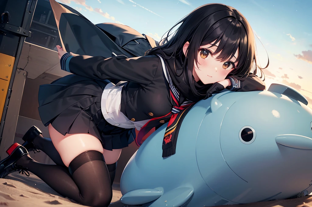 ((best quality)), ((masterpiece)), (detailed), 1girl, Sailor Saturn , school clothes , plaid skirt, menacing look, off shoulder, knife, cut, slash, riding water dragon